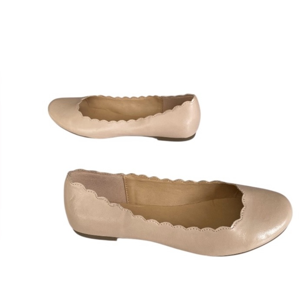 LC Lauren Conrad Giselle Women's Ballet Flats scalloped edge women 8M, nude